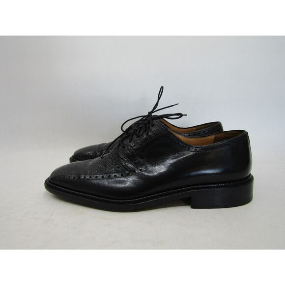 Mezlan Mens Size 9.5 M Black Leather Ostrich Leg Oxford Dress Shoes